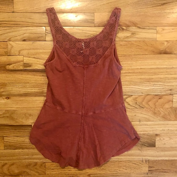 Free People Dusty Rose Crocheted Flowy Tank Top, Small Petite - Picture 2 of 5
